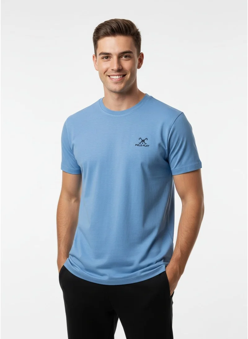 لعب البولو تيشيرت رجالي مطبوع أزرق فاتح